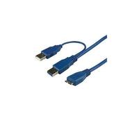Câble USB - Connectland - USB-V3-A+ALIM-MICROB - 1,2 m - USB 3.0 - Bleu