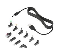 Câble USB DC 5V D'alimentation 5.5x2.1mm avec 10 Connector Tips 5.5x2.5, 4.0x1.7, 3.5x1.35, 3.0x1.1, 2.5x0.7, 2.5mm Audio, LED Connections, Micro USB, TypeC, Mini USB pour Routeur, Caméra, Tablet