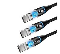 Câble USB de Charge magnétique de Type C,3 Pack (1M+1M+2M) Câble USB à Aimant 3A Câble de Charge Rapide et de synchronisation des données avec pour Samsung Galaxy S10 S9 S8,(3 Adaptateur 3 câble)