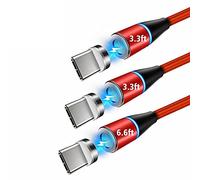 Câble USB de Charge magnétique de Type C,3 Pack (1M+1M+2M) Câble USB à Aimant 3A Câble de Charge Rapide et de synchronisation des données avec pour Samsung Galaxy S10 S9 S8,(3 Adaptateur 3 câble)