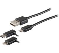Câble USB de charge/synchronisation 3in1 Micro/Type C/8 broches mâle 2m