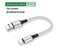 Câble USB de type C ultra court 3A,charge rapide pour Samsung S20 Xiaomi Redmi,fil de charge USB C,chargeur de banque d'alimentation,câble de téléphone - Type Silver-0.25 m