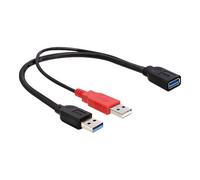 DeLock Câble USB 3.2 Gen1 USB-A mâle - USB-A femelle 0,30 m noir, contacts dorés, certifié UL 83176
