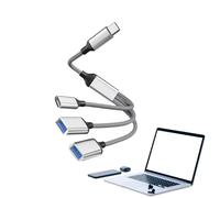 Câble USB divisé, ordinateur à ressort d'extension de téléphone portable 3 en 1 Extension Dock USB Disque Extension du câble répartiteur USB Multiport Extender, 1 pied USB Splitter Câble 1 en 3 O