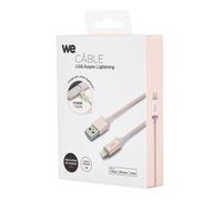 Câble USB/Lightning Compatible avec iPhone nylon LED 1m coloris OR ROSE LED rouge = en charge LED verte = chargé