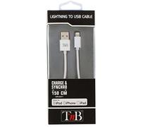T'nB Câble Lightning vers USB Compatible iPhone X/11/12/13/14 iPad Pro/Mini/Air 4e gén. 1 m Blanc