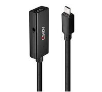 Lindy Câble d'extension USB 24 pins USB-C M-F pour prise CC 3,5 mm, USB 3.2 Gen 1 5 m actif noir