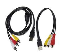 Câble USB Mâle 150cm vers 3RCA Mâle 30cm Femelle Séparateur Jack Audio Vidéo AV Caméscope Composite Adaptateur Cordon Câble pour téléviseurs PC compatibles USB