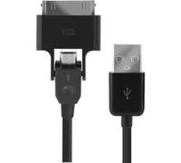 Câble usb micro usb noir avec adaptateur 30 broches apple blueway