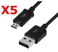 Cable Usb / Micro Usb Noir Lots de 5 Pour Samsung Sony LG Wiko Huawei HTC Nokia Asus Archos TEENO Couleur :