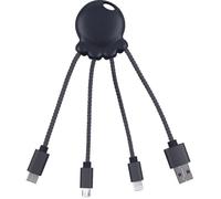 Câble USB multi-connecteurs Octopus noir métallique Xoopar