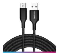 Oniverse Câble USB-A vers Micro-USB tressé 3 m Charge rapide 2,4 A PS4/Xbox/Android/PC Noir