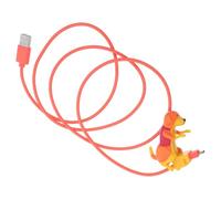 Câble USB pour Chien Amusant Orange, Charge Rapide et Synchronisation | Design Chien Ludique, Métal et Plastique, Léger Portable, Anti-nœuds, pour Smartphone et E-reader