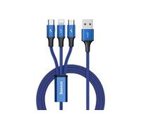 cable usb rapid 3in1 usb type-c / lightning / micro usb pour chargement et transfert de donnees 1,2 m bleu (cajs000003)