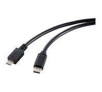 Câble USB - RENKFORCE - RF-5720396 - USB-C mâle vers Micro-B mâle - SuperSpeed 5 Gbps - 1 80 m blindé