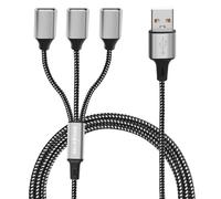 Câble USB Répartiteur 3 Ports 1M, 3 en 1 Type A Mâle vers Femelle Splitter Braid Nylon Multiple Porte Extender Hub Chargeur pour Printer/clavier USB/Laotop/Led(1 to 3)