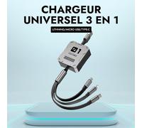 ] Câble Usb Rétractable 1.2m/30cm,3-En-1 Multifonction Chargeur Rapide 3a/100w - Charge Rapide Simultanée Pour Appareils Lightning,Usb Micro,Et Type-C - Robuste Et Polyvalent