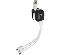 Câble USB rétractable 100cm - Lightning, Micro-USB et Type-C universel - noir - Watt and Co