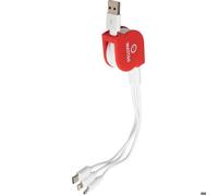 Câble USB rétractable 100cm - Lightning, Micro-USB et Type-C universel - rouge - Watt and Co
