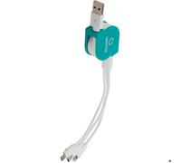 Câble USB rétractable 100cm - Lightning, Micro-USB et Type-C universel - turquoise - Watt and Co