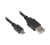 Alcasa Câble USB 2.0 A vers Micro-USB B 0.5m Noir - Connecteurs Mâle/Mâle - 480 Mbit/s - Contacts Cuivre - Blindage Aluminium Mylar - AWG 28