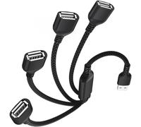 Câble USB Splitter 4 Ports 0.3M,4 en 1 Type A Mâle vers 4 Femelle Répartiteur Nylon Multi Cordon Multiple Porte Multiprise Extender Hub Chargeur Split pour Mac,PC,TV,Car,PS4 PS5,Xbox One X/S