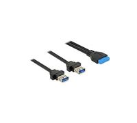 - Câble USB - tête 19 broches USB 3.0 (F) pour USB type A (F) rackable sur panneau - 80 cm - noir - pour P/N: 95234