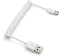 Câble Usb Type C 3.1 Vers Usb 2.0 - Câble Spiralé - Câble De Données - Câble De Charge - Câble Adaptateur - 50 Cm - 100 Cm - Blanc