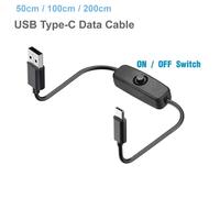Câble USB Type C avec interrupteur marche/arrêt, cordon d'alimentation de données de charge rapide pour Raspberry Pi 3 4, bande LED pour téléphone, ventilateur de lampe de bureau Type C Switch Cable