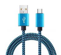 Câble Usb Type C En Nylon Tressé Pour Recharge Rapide, Cordon De Chargeur Pour Téléphone Portable, Samsung, Huawei, Android, 1m, 2m, 3m, Division De Date 2.4a Bleu 1m