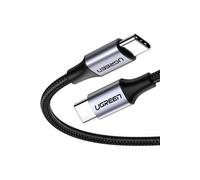 Câble USB type C mâle / mâle en nylon tressé noir. 1m