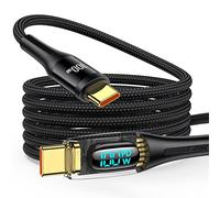 Câble USB Type C, PD 100 W 5 A Cable USB C vers USB C Charge Rapide QC 4.0 Affichage à LED Nylon Tressé Chargeur Type C pour MacBoo Pro, Pad Pro 2020, Samsung S21, Dell Pixel XPS Huawei (2m Noir)