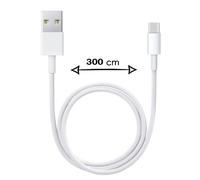 Câble USB Type C - PH26 - 3 Mètres - Recharge/Synchronisation - Compatible Realme 14x 5G - Blanc