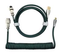 Câble USB Type C pour clavier mécanique spiralé 1.8M Custom Gaming Coiled Aviator Data Cable Air Plug Connector (Army green)