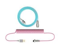 Câble USB Type C pour clavier mécanique spiralé 1.8M Custom Gaming Coiled Aviator Data Cable Air Plug Connector (PU pink + blue)