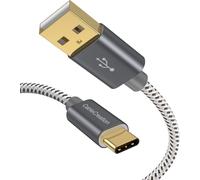 Câble Usb Type C, Usb C Mâle Vers Usb A Mâle, Charge Rapide(Qc), Compatible Avec Huawei Mate 20/P20, Galaxy S9/Book, Oneplus 6/6T, Redmi Note 7, Lg G6, Macbook Pro Etc, 50Cm,Tressé,Gris