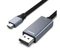 BENFEI Câble USB C vers DisplayPort 8K@60Hz 4K@144Hz, Thunderbolt 3/4 vers DisplayPort mâle à mâle Cordon, compatible avec la série iPhone 16/15, Boîtier en Nylon et Aluminium-1.8M