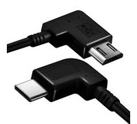 Câble USB type C vers micro-USB Charge et Sycnhro Rapide Prise Coudée 30cm Noir