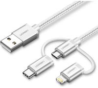 Câble USB Ugreen 50203 1,5 m USB 2.0 USB A USB C/micro-USB B/Lightning Blanc (50203)