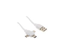 - Câble USB universel avec triple sortie USB-C, Micro USB et Lightning pour iPhone / iPad