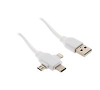 Zenitech Câble USB universel triple sortie USB-C, Micro USB et Lightning pour iPhone/iPad