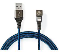 Câble USB | USB 2.0 | Apple Lightning, 8 broches | USB-A mâle | 12 W | 480 Mbps | Nickel Plated | 1.00 m | Rond | Tressé / Nylon | Bleu / Noir | Boîte avec fenêtre couverte