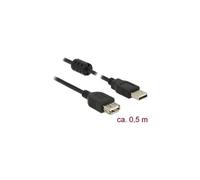 Câble USB USB 2.0 USB-A mâle, USB-A femelle 0.50 m noir avec noyau en ferrite 84882