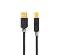 Câble USB | USB 2.0 | USB-A mâle | USB-B mâle | 480 Mbps | Plaqué or | 3.00 m | Rond | PVC | Anthracite | Carton avec fenêtre