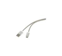 Câble USB USB 2.0 USB-A mâle, USB-C mâle 1.00 m argent gaine de câble en acier inoxydable RF-4888671