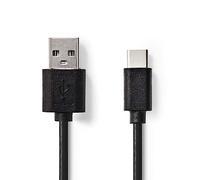 Câble USB | USB 2.0 | USB-A Mâle | USB-Câ„¢ Mâle | 2.5 W | 480 Mbps | Plaqué nickel | 2.00 m | Rond | PVC | Noir | Label