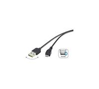 Câble USB USB 2.0 USB-A mâle, USB-Micro-B mâle 1.80 m noir connecteur utilisable des deux cotés, contacts dorés RF-4096110