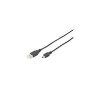 Digitus Câble USB Type A mâle vers Mini-B mâle DB-300130-010-S - USB 2.0, 1 m, noir, blindage double
