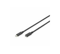 Digitus Câble USB 2.0 USB-C® mâle vers USB-C® femelle 1.50 m noir, blindage feuille et tresse