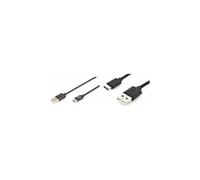 Câble USB USB 2.0 USB-C mâle, USB-A mâle 1.80 m noir blindé AK-300154-018-S